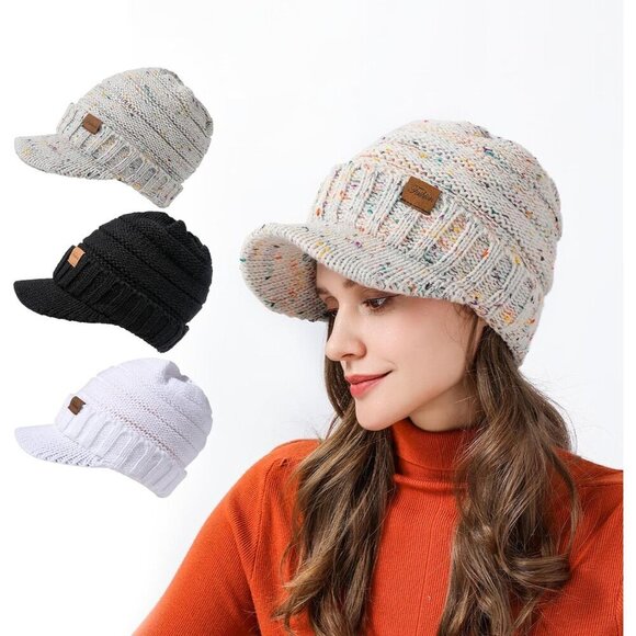 ✨ Clothirily Knit Beanie Women Grey Winter Warm Stylish Soft Stretch Cute Hats - Picture 6 of 7